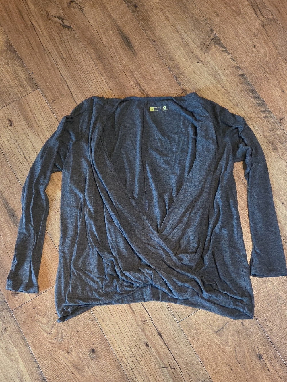 Xersion | Charcoal Gray Draped Front Faux Wrap Top